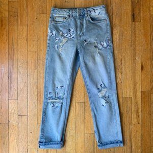 Topshop | Moto Embroidered Jeans | 24
